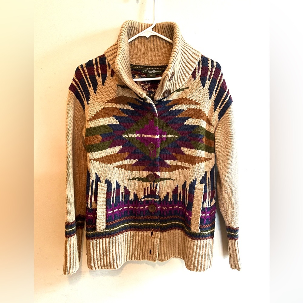 Eddie Bauer Aztec Western Buttoned Sweater